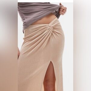 Topshop Slinky Straight Maxi Skirt Front Knot High Slit Size 2